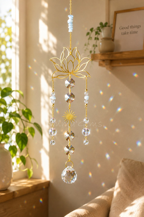 Suncatcher/Lapač Slunce Lotus Akvamarín