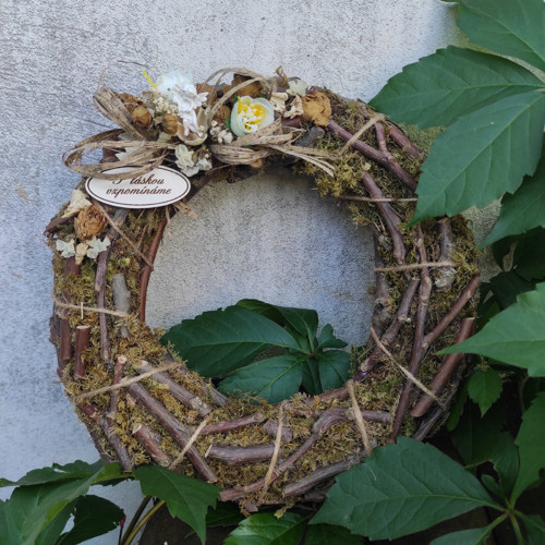 Dušičkový přírodní věneček, 25 cm
