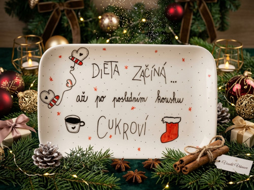 Vánoční malovaný talíř - Dieta začíná!