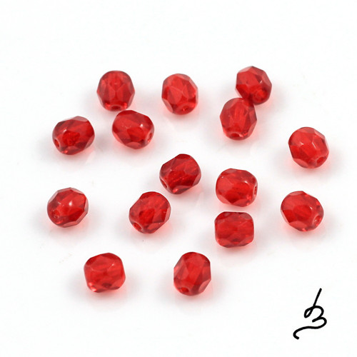 Broušené červené 5 mm - 40 ks