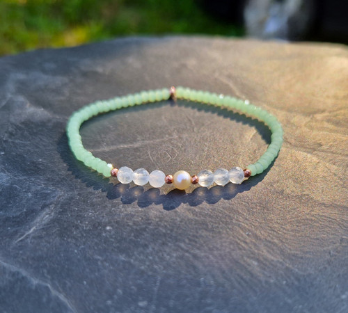 Měsíční kámen*perla*rosegold*broušené rondelky