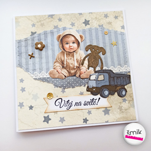 Přání k miminku s tatrou "Vintage Baby Boy"