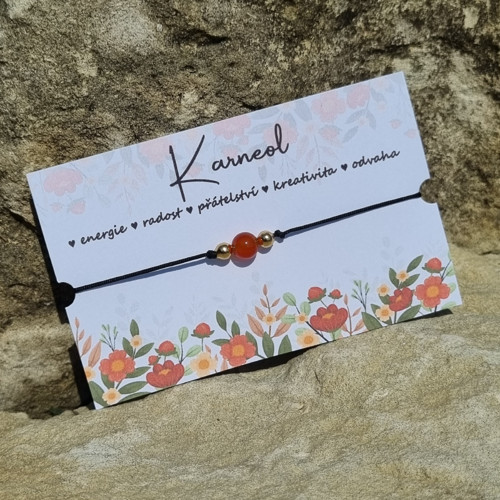 Náramek KARNEOL posuvný 6mm GOLD