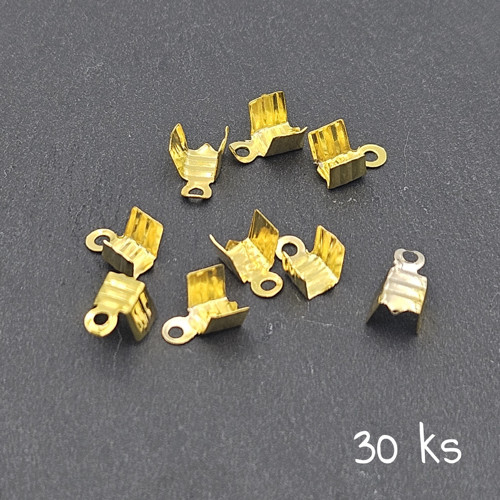 Koncovka plochá zlatá 4x7 mm, 30 ks