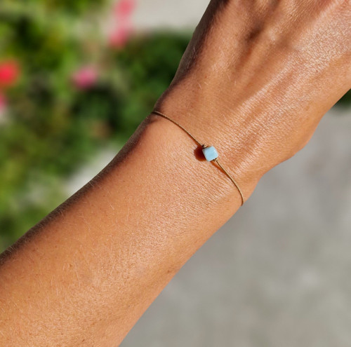 Přírodní larimar*kostička*unisex náramek