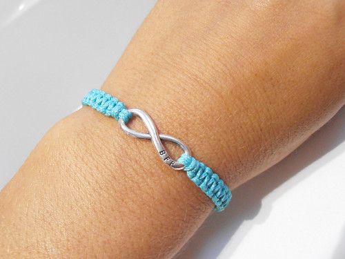 *BFF - Infinity* -tyrkysový drhaný náramek(Unisex)