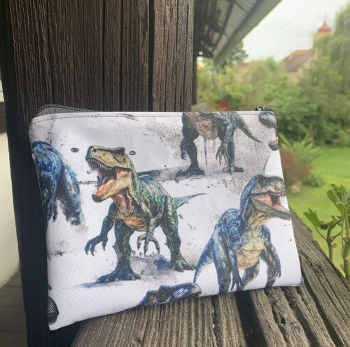 Dinosauři na bílé - taštička - kapsička