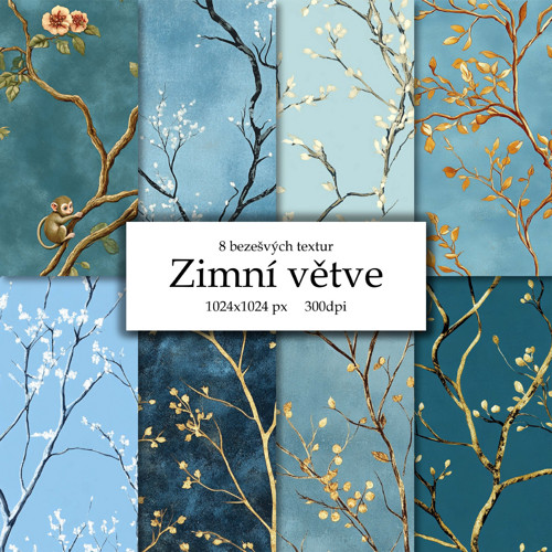 Sada 8 textur - zimní větve