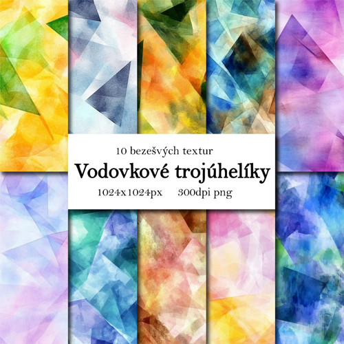 Sada 10 textur - vodovkové trojúhelníky