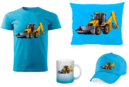 Tričko s bagrem JCB 3CX dětský dárkový set