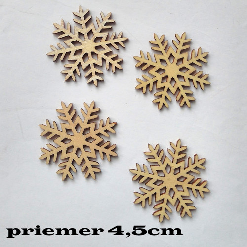 Dřevěný výřez VLOČKA 4,5cm - 1ks