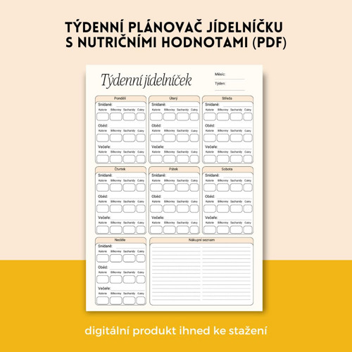 Týdenní plánovač jídelníčku k tisku #2 (PDF)
