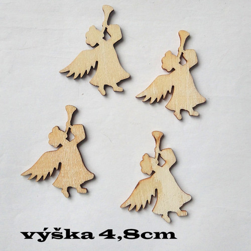 Dřevěný výřez ANDĚL 4,8cm - 1ks
