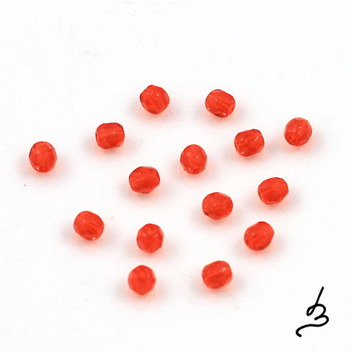 Broušené červenooranžové 3 mm - 60 ks