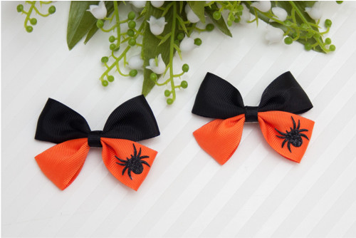 Mašličková sponka do vlasov Halloween oranžová