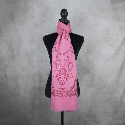 Zimný šál z Merino vlny so vzorom ORNAMAMENT PINK