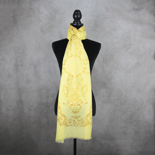 Zimný šál z Merino vlny so vzorom ORNAMAMENT YELLO