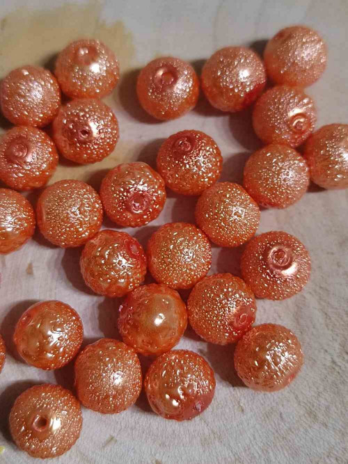 Skleněné voskové perly vroubkované Ø8 mm oranžová
