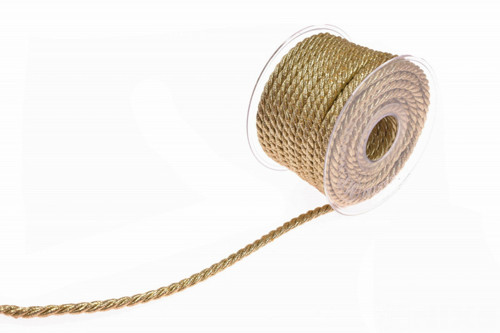 Zlatá kroucená šňůra s lurexem - průměr 7 mm