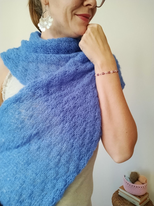 Modrý šál alpaka/hedvábí