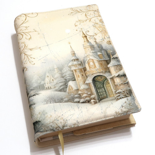ZIMNÍ KOSTELÍK - nastavitelný obal na knihu
