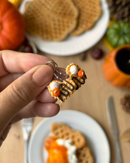 Dýňové waffle (visací náušnice) — foto 1