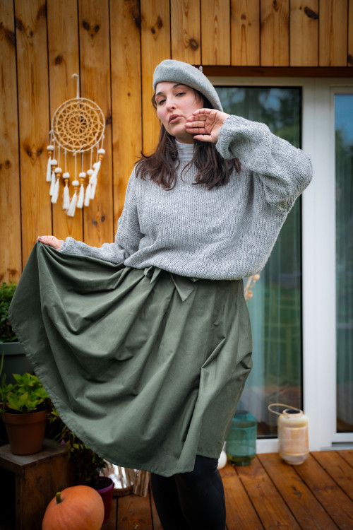 Manšestrová Midi - Khaki