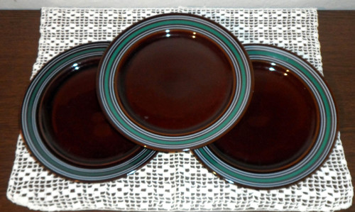 3x porcelánový TALÍŘ, hnědá glazura, Polsko