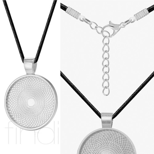 AKCE: Přívěsek 25mm + šňůrka / Platinová
