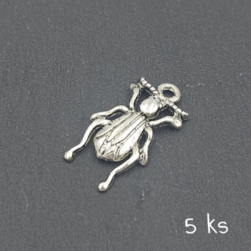 Přívěsek - brouk tesařík 16x10 mm, 5 ks