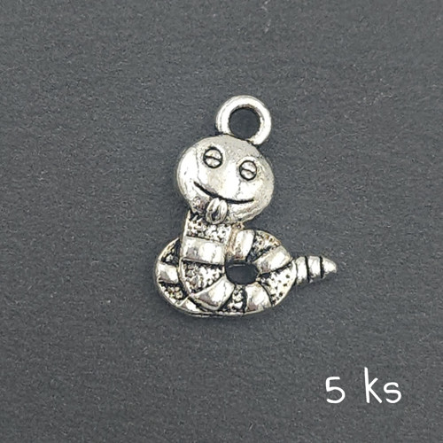 Přívěsek - červík 16x12 mm, 5 ks