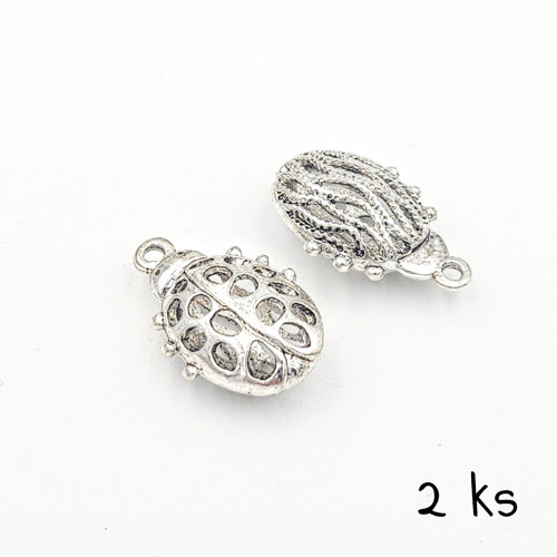 Přívěsek - maxi beruška 3D, 23x15 mm, 2 ks