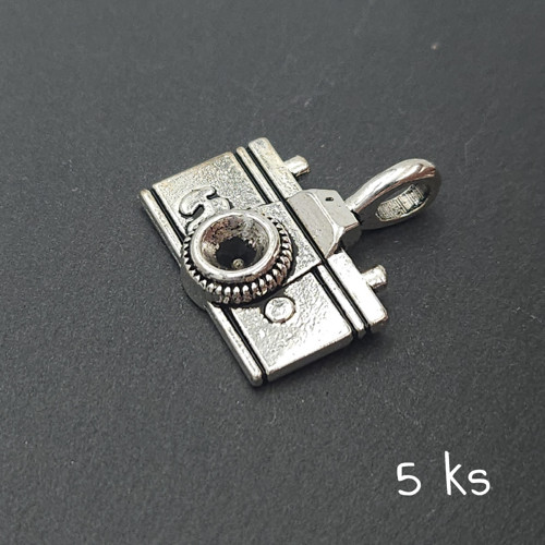Přívěsek - fotoaparát 22x15 mm, 5 ks