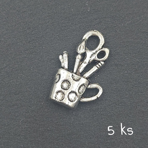 Přívěsek - kelímek výtvarných potřeb 19x12 mm 5 ks