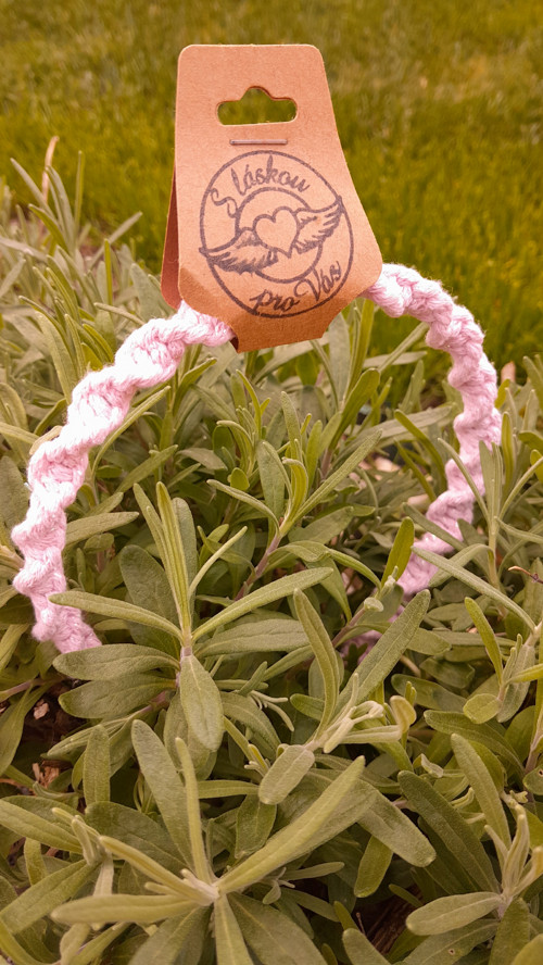 Macrame čelenka - sv. růžová - kroucená