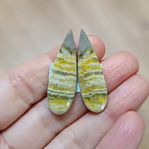 Čmeláčí jaspis - pár, ID 4231, 35x11 mm