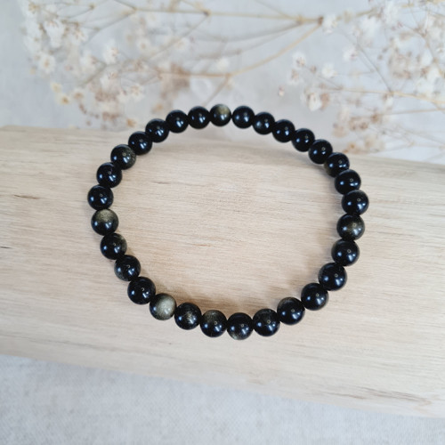 Obsidián zlatý kulička 6 mm (hojnost, ochrana)