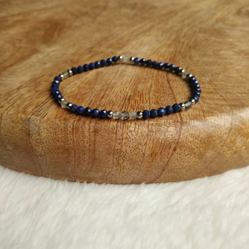 Náramek z minerálu Lapis Lazuli a Fluorit