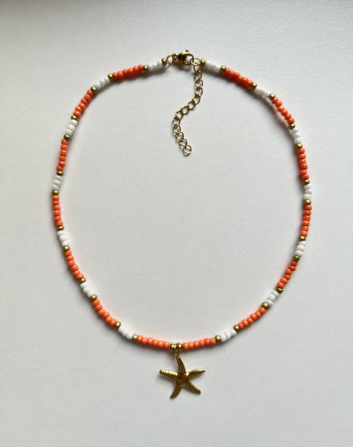 Seed bead star necklace