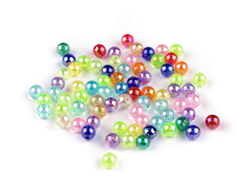 Plastové korálky lesklé 6 mm (10g) - mix