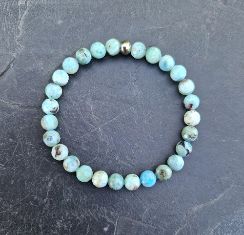 Přírodní larimar*broušené korálky*náramek 0,7 cm