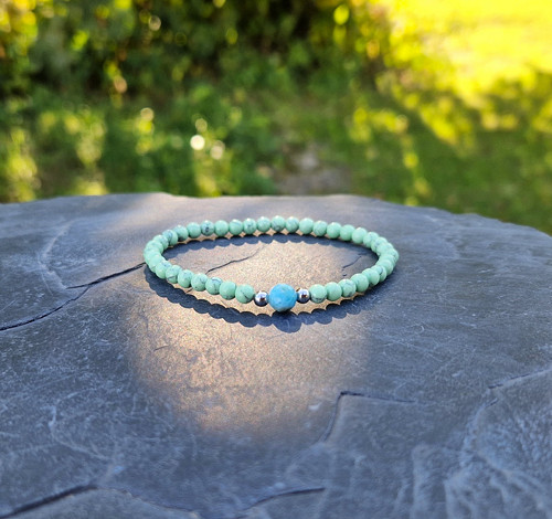Broušený larimar*howlit*jemný náramek