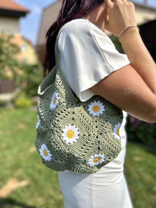 Háčkovaná kabelka Daisy - khaki