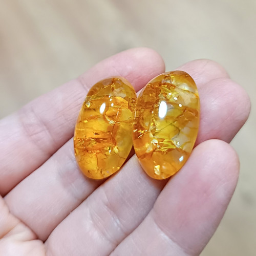 Citrín, ID 4345, 27x17 mm - pár