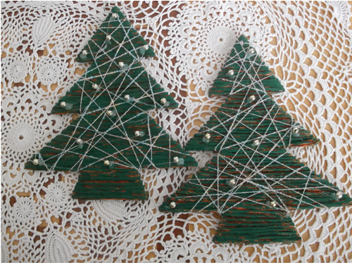 Vánoční dekorace dva stromečky 20x18 cm k zavěšení