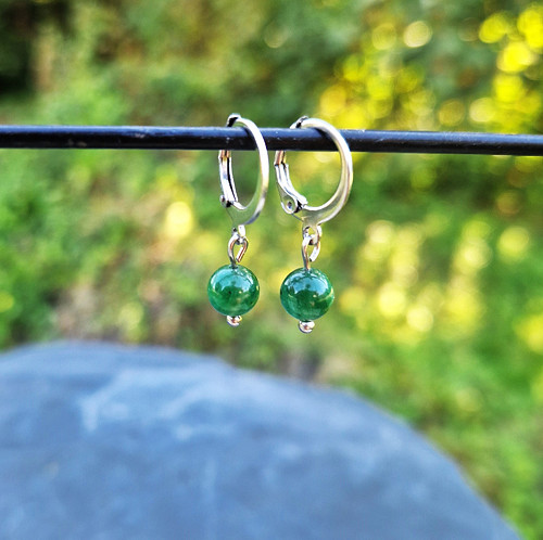 Zelený lepidolit*green mica*0,6 cm*náušnice*ocel