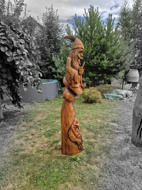 Vodník dle Josefa Lady s žábou - socha pilou 200cm