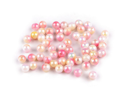 Plastové korálky 6 mm (20g) - růžová