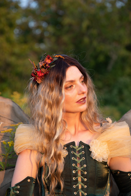 Květinová čelenka "šálek podzimu"