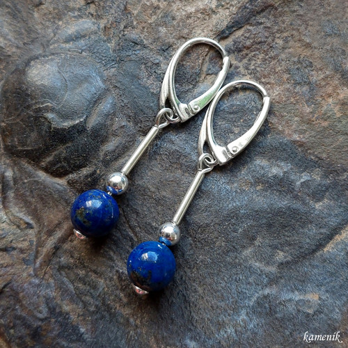 Lapis lazuli - kulička - stříbrné náušnice — foto 1